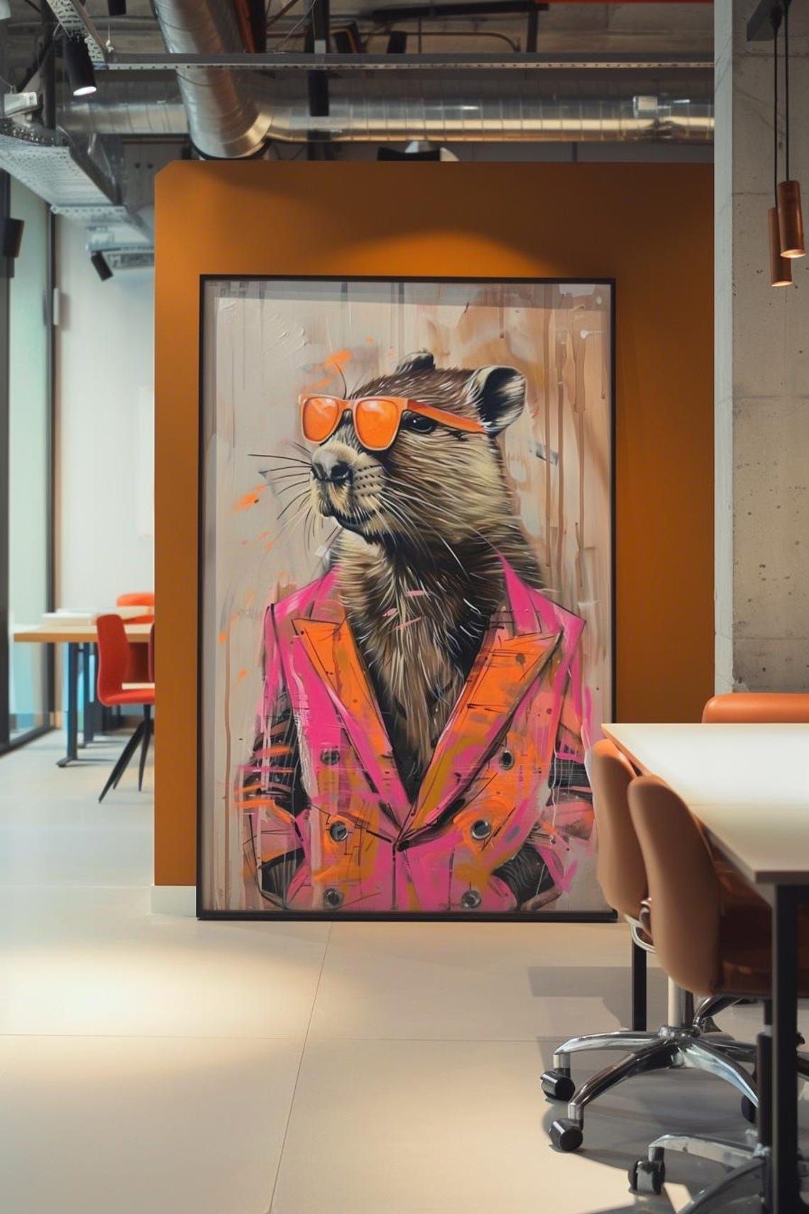 Cool Groundhog In Sunglasses Pink Blazer Funny Animal Art Poster - Image 2