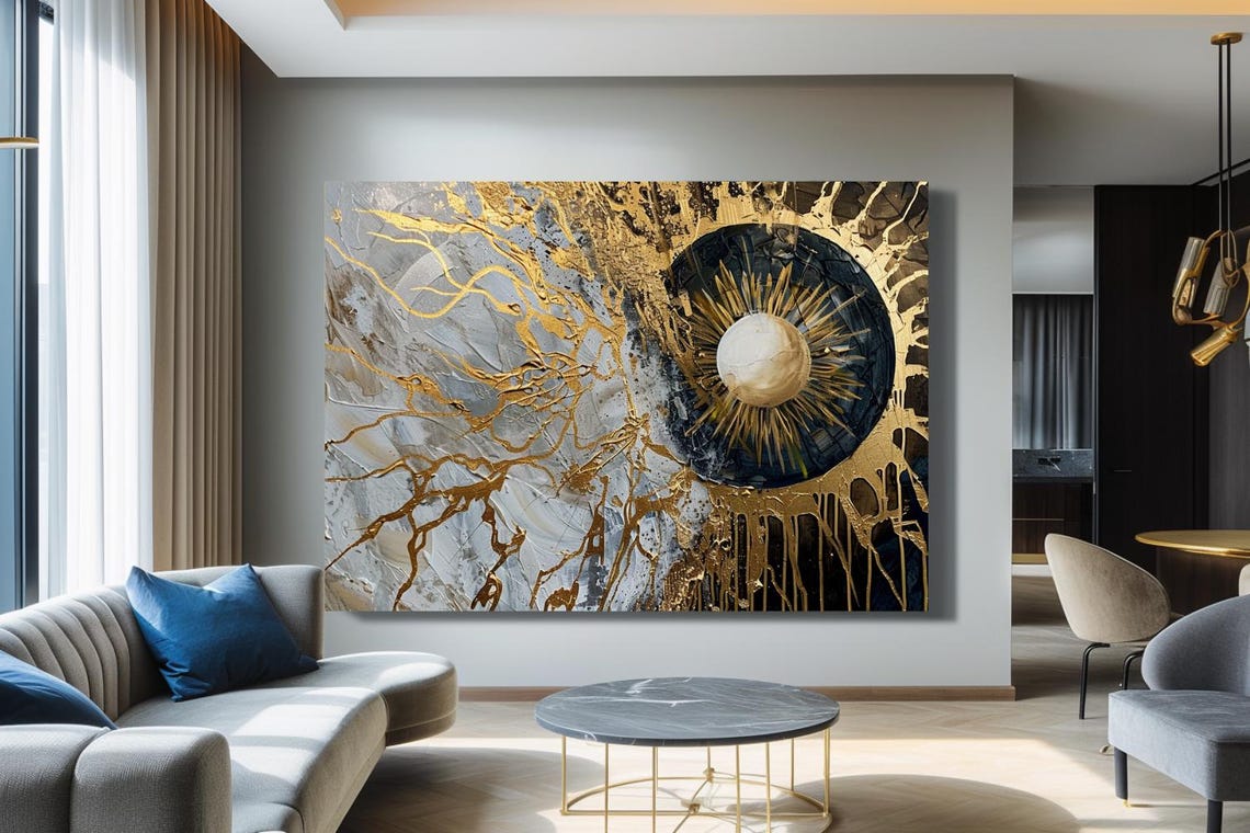 "Source Of Energy" Black And Gold Abstract Sunburst Energy Poster - Image 3