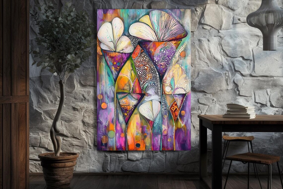 The Chalices Of Life Vibrant Abstract Cup Shapes Painting Poster - Image 3