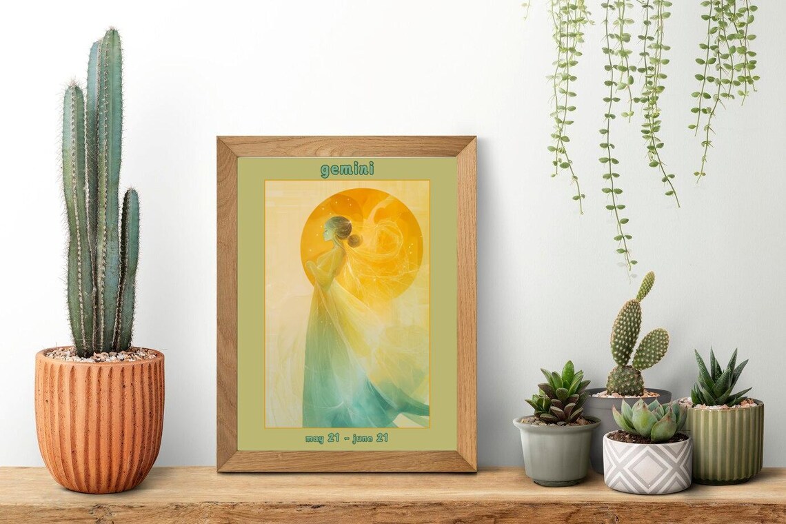 Gemini Zodiac Art Print, Mystical Boho Astrology - Image 3