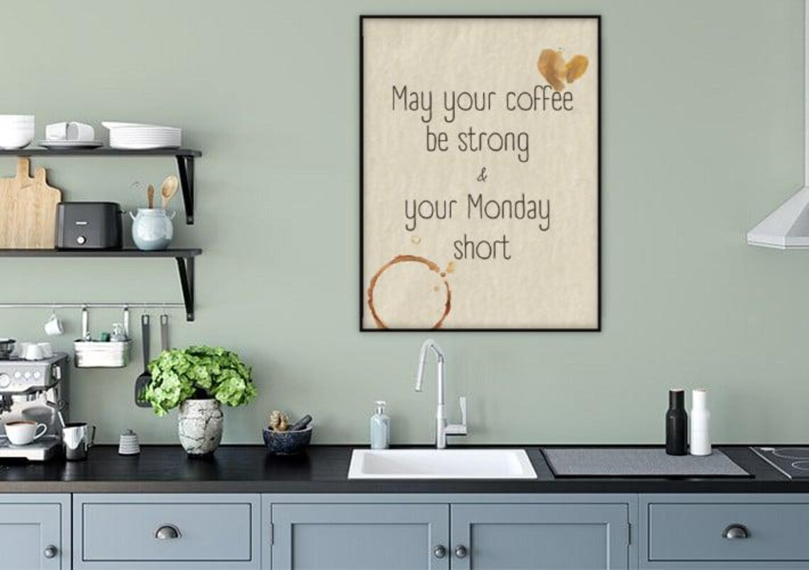 Coffee Quote Motivational Monday Kitchen Art Print - Image 4