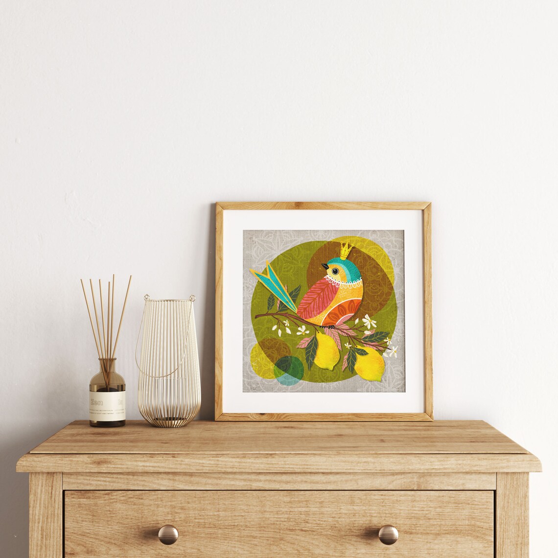 Summer Folk Art Bird Series 1, Wall Art Print - Image 2