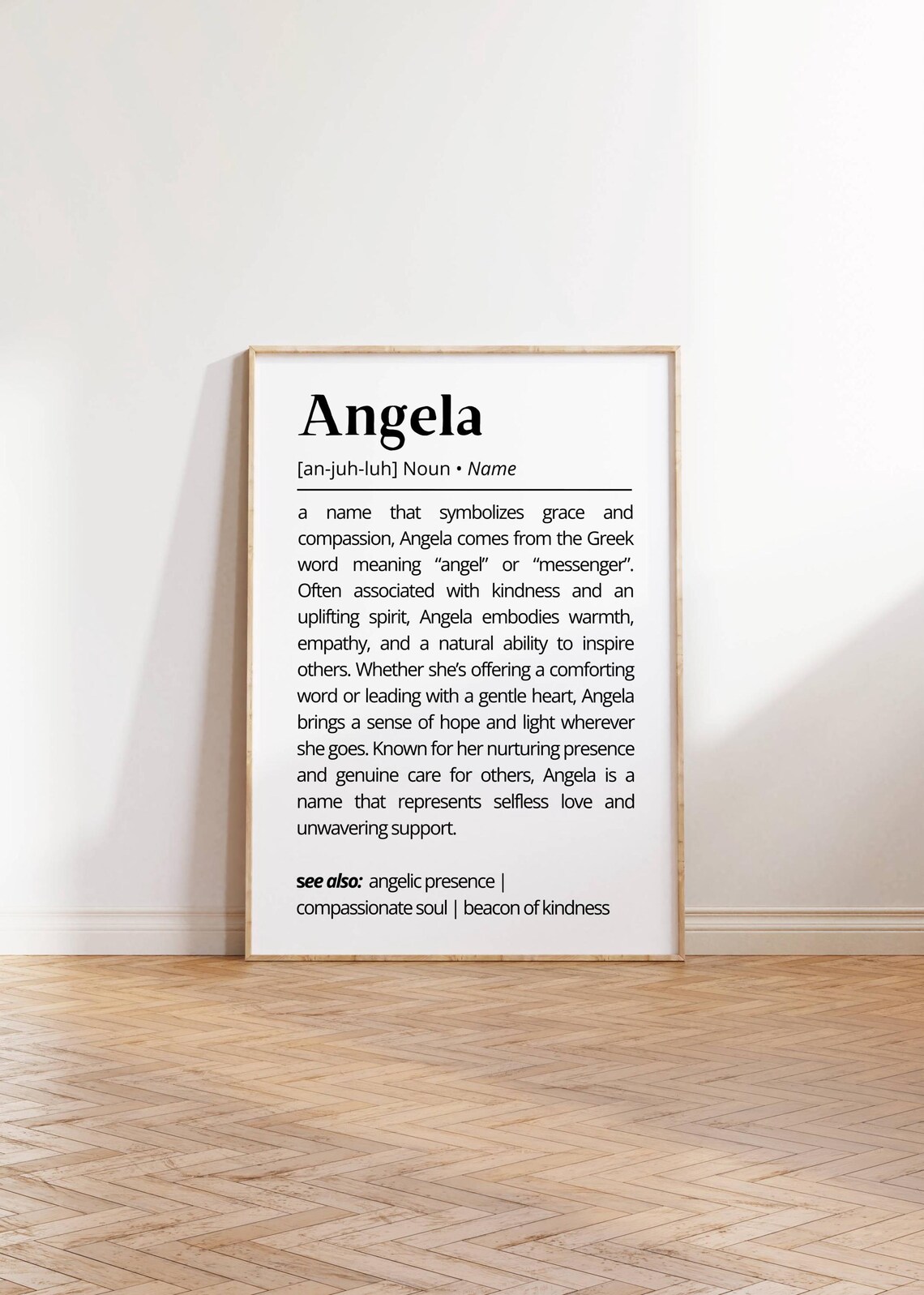 Angela Name Definition Personalized Minimalist Typography Art Print