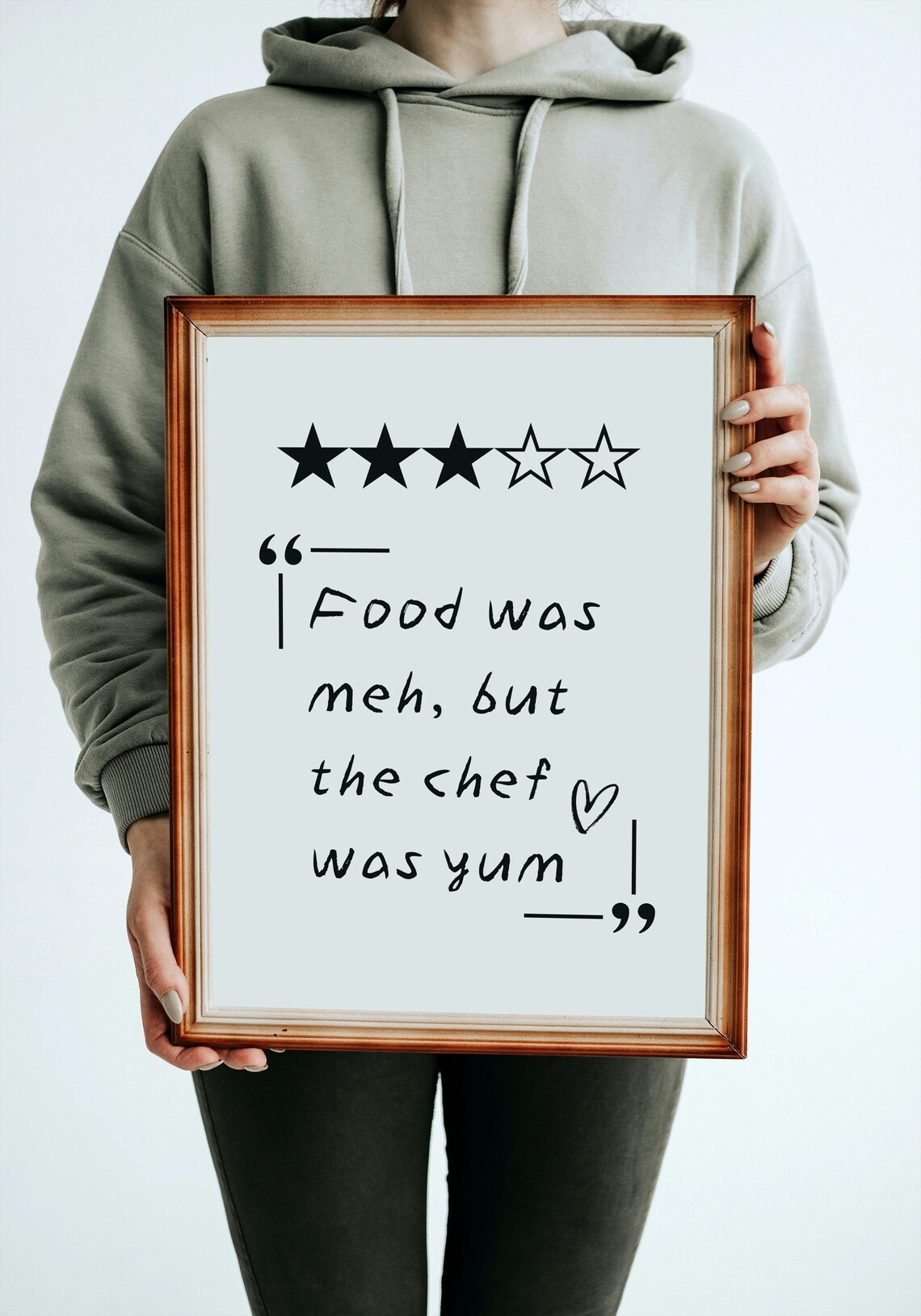 Food Was Meh But Chef Was Yum Funny Review Style Kitchen Poster - Image 2