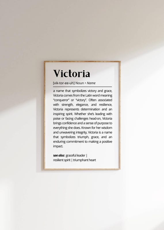 Victoria Name Definition Wall Art Elegant Personalized Name Gift Poster Inspiration Typography Art Unique Gift For Her Home Decor