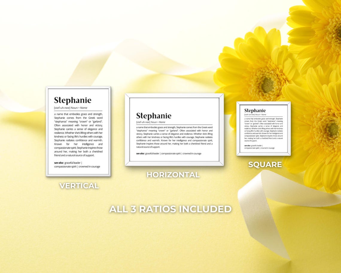 Stephanie Name Definition Elegant Personalized Crown Victory Poster - Image 3