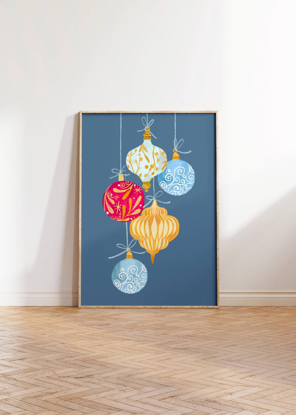 Vintage Style Christmas Baubles Hanging Ornaments Holiday Poster - Image 4