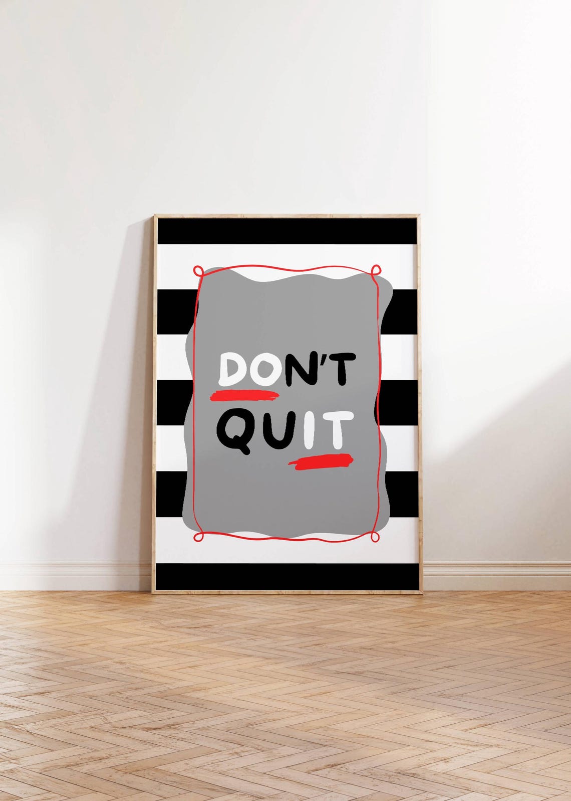 Dont Quit Retro Striped Hand Drawn Motivational Typography Poster
