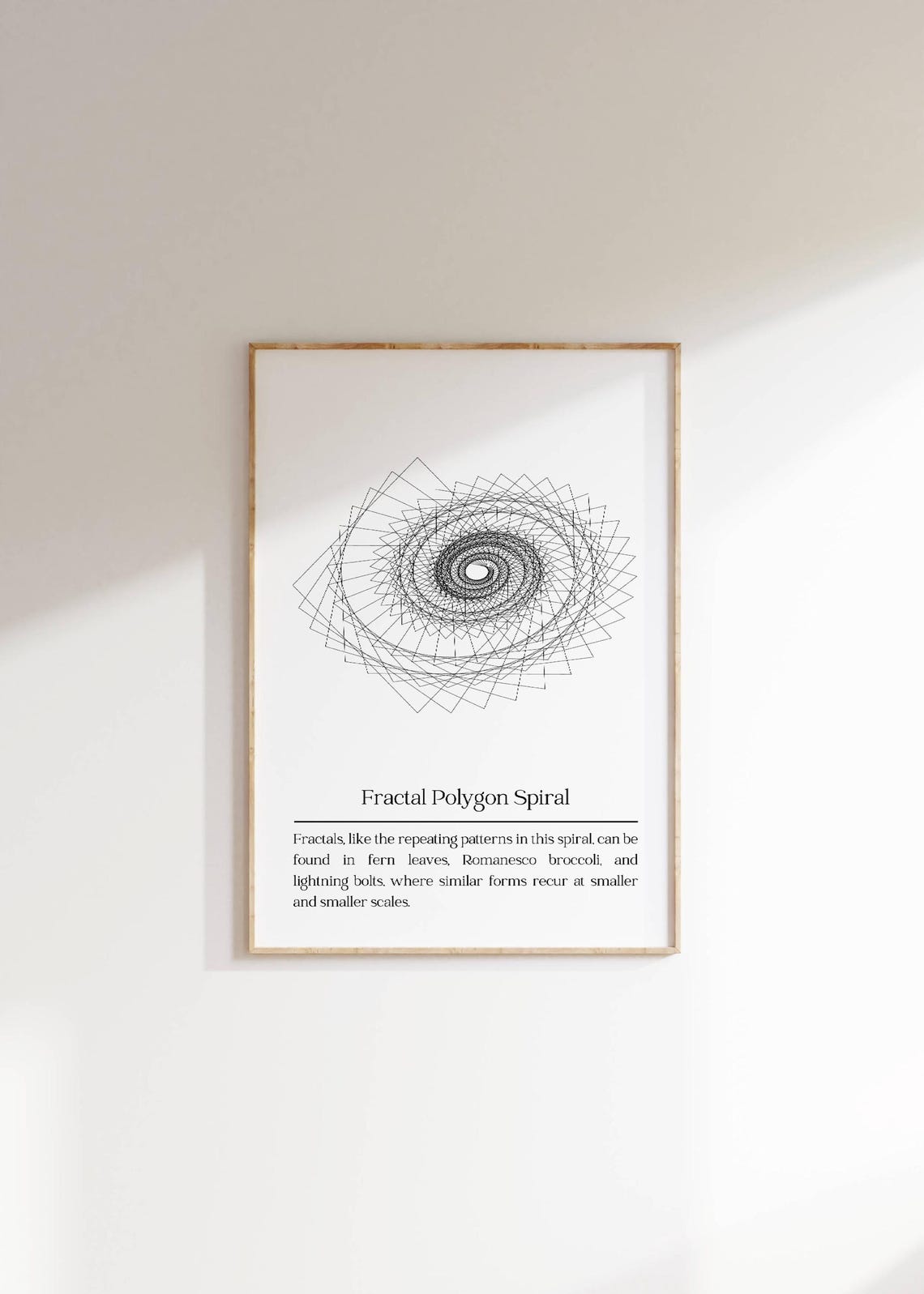 Fractal Polygon Spiral Parametric Geometric Minimalist Line Art Poster