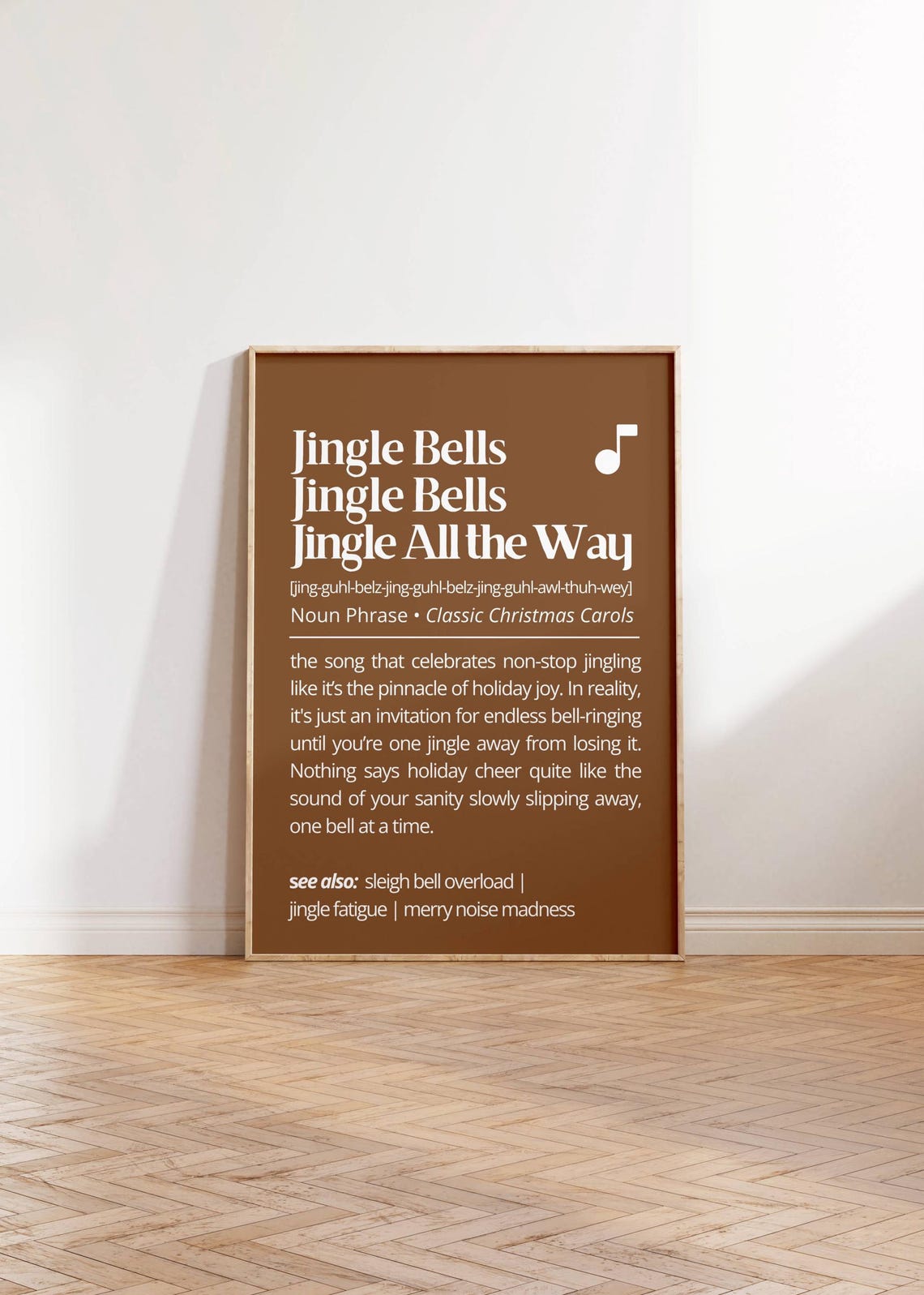 Jingle Bells Funny Christmas Carol Definition Brown Typography Poster - Image 2