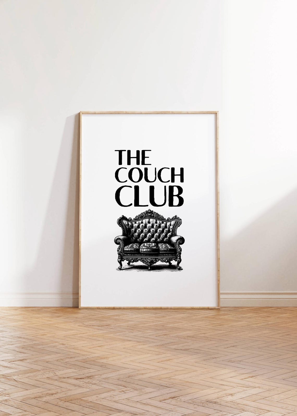 The Couch Club Vintage Tufted Sofa Elegant Black White Poster - Image 3