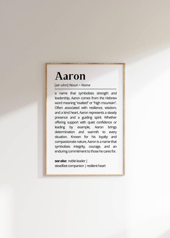 Aaron Name Definition Personalized Minimalist Art Print