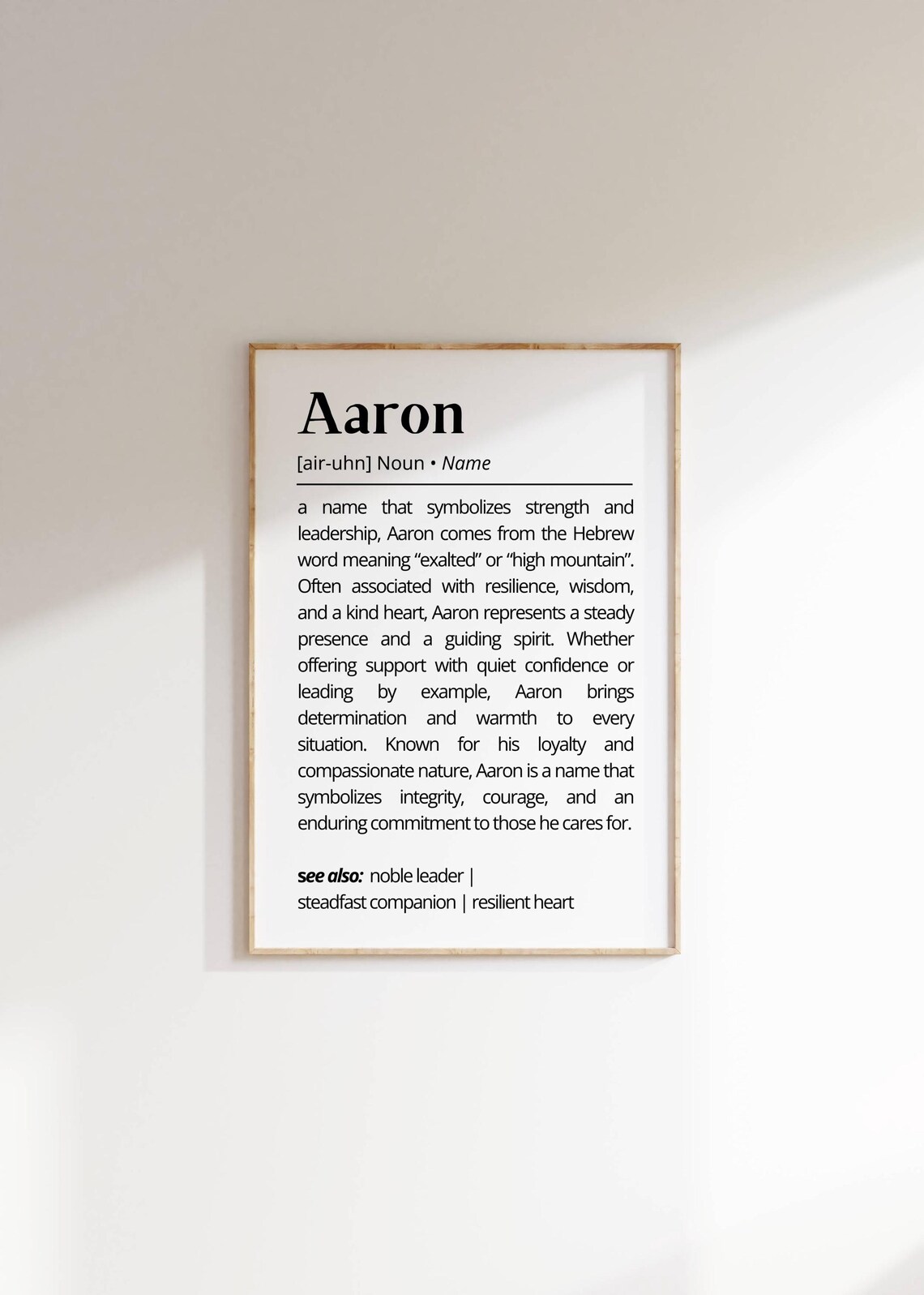 Aaron Name Definition Personalized Minimalist Art Print
