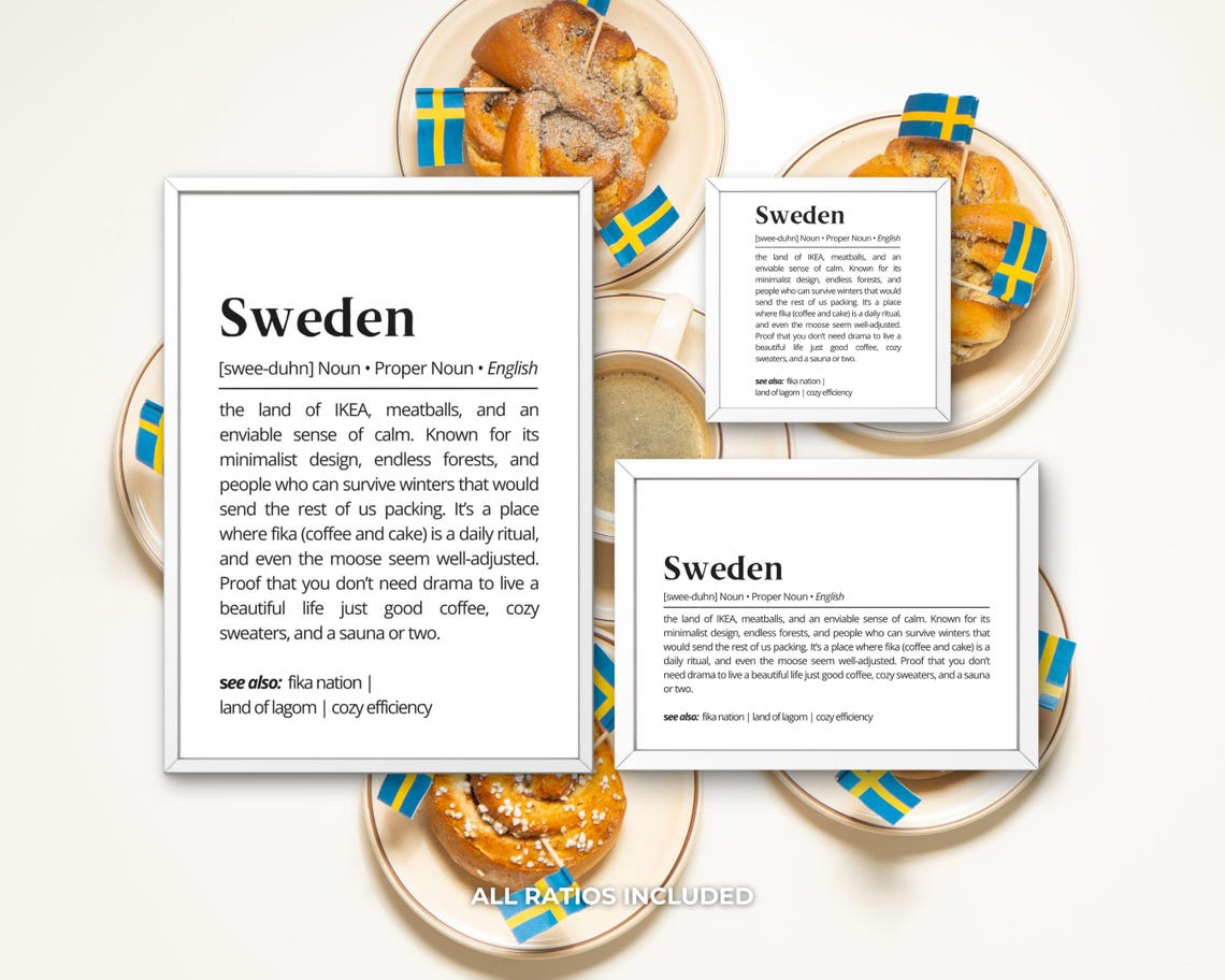 Sweden Funny Dictionary Definition Poster Scandinavian Decor - Image 3