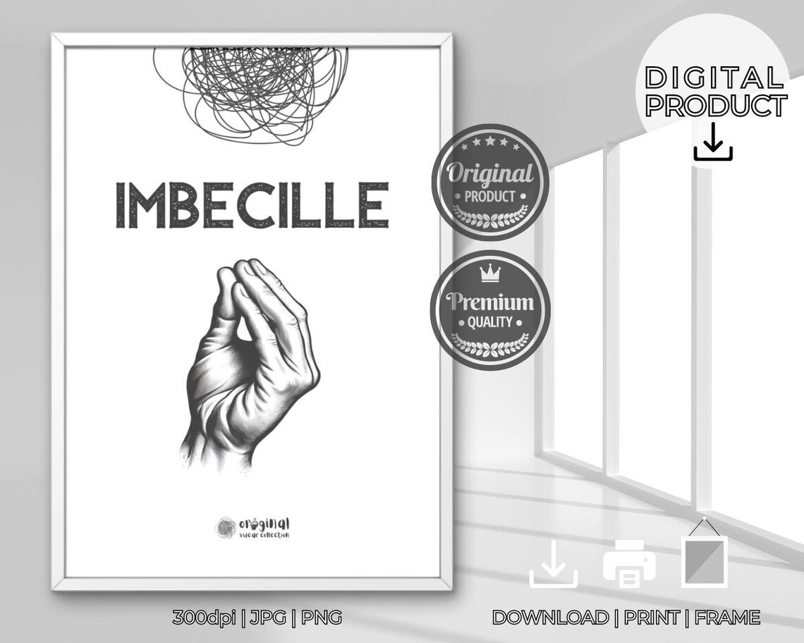 Imbecille Italian Hand Gesture Funny Rude Novelty Swear Poster - Image 3