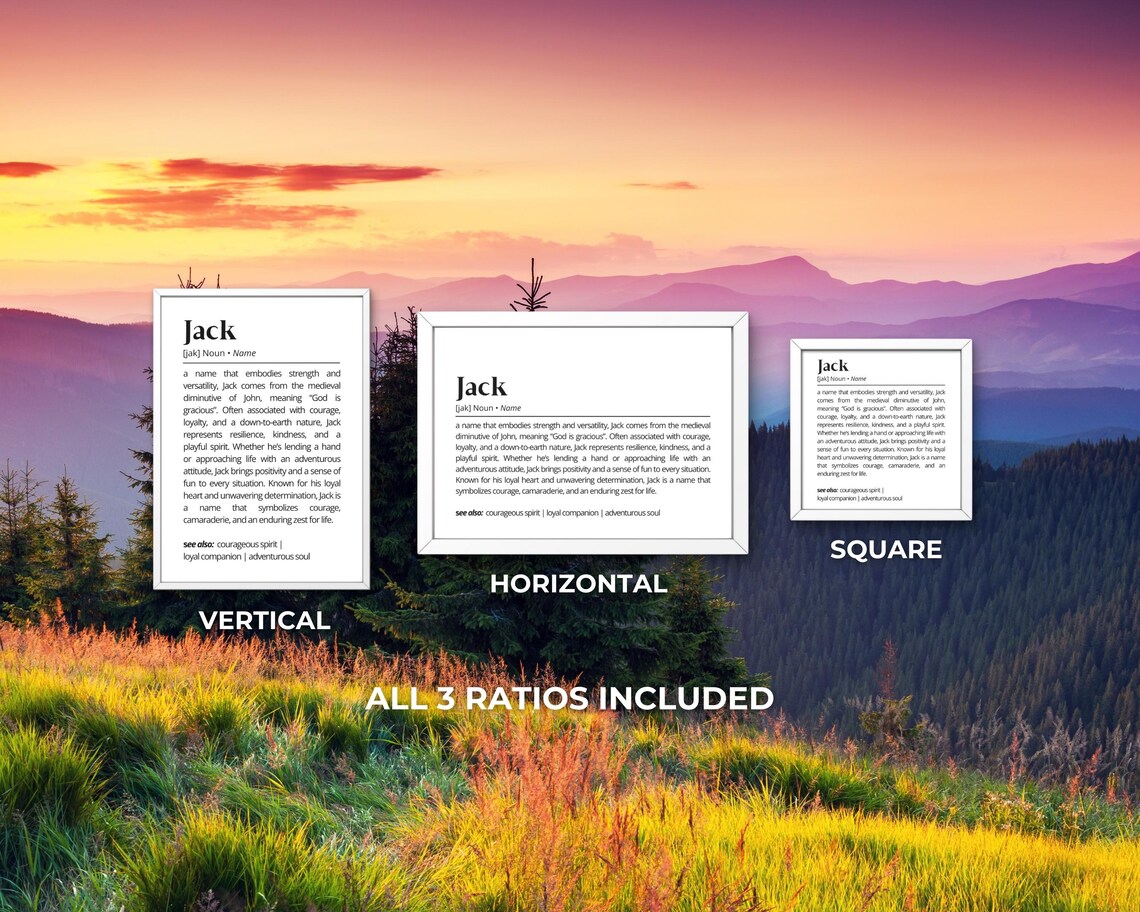 Jack Name Definition Art Print, Minimalist Typography - Image 3