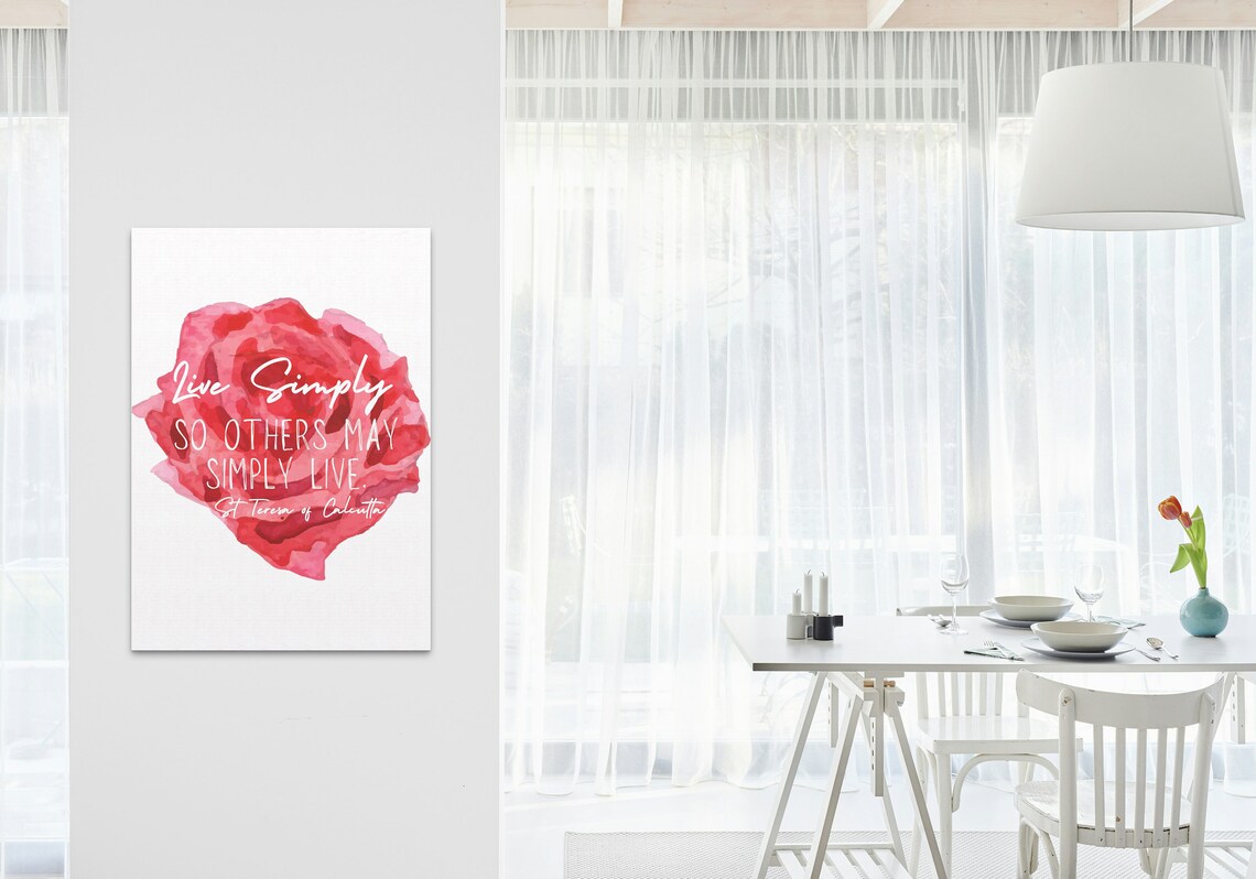 Live Simply So Others May Simply Live Rose Watercolor Circle Quote Poster - Image 3