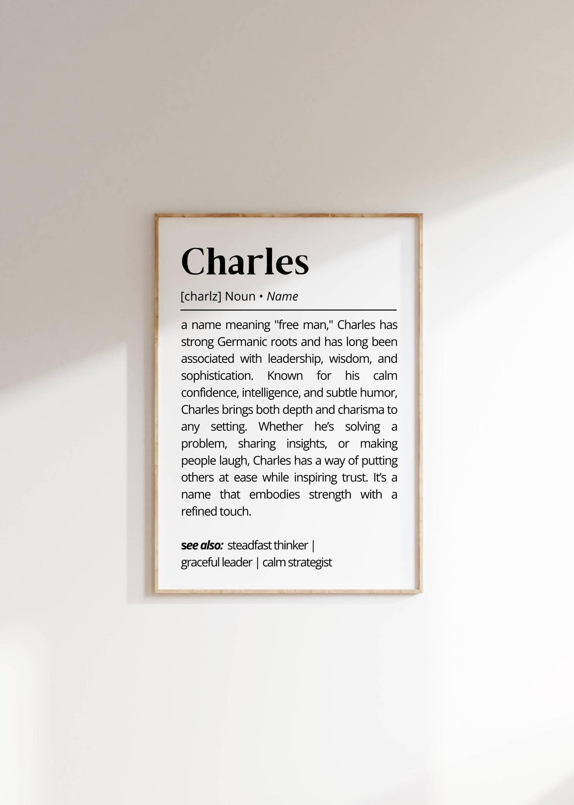 Charles Name Definition Print Personalized Meaning Noble Gift Art - Image 2