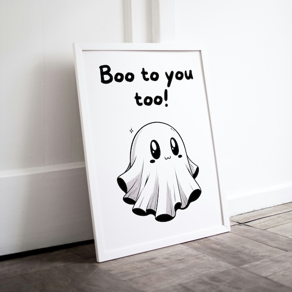 Boo To You Too Cute Kawaii Ghost Funny Halloween Party Poster