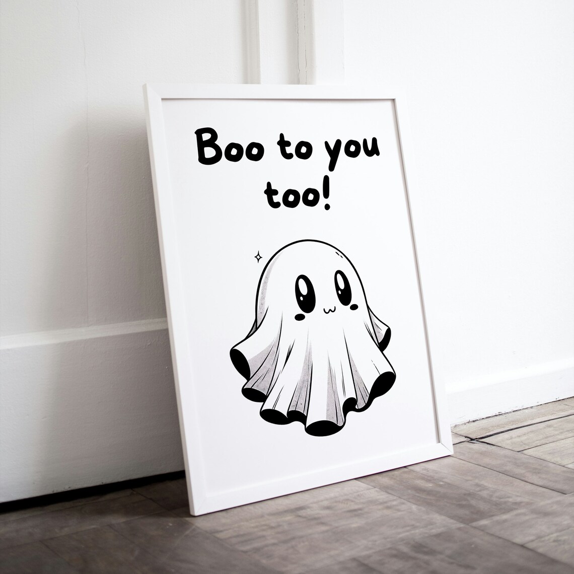 Boo To You Too Cute Kawaii Ghost Funny Halloween Party Poster
