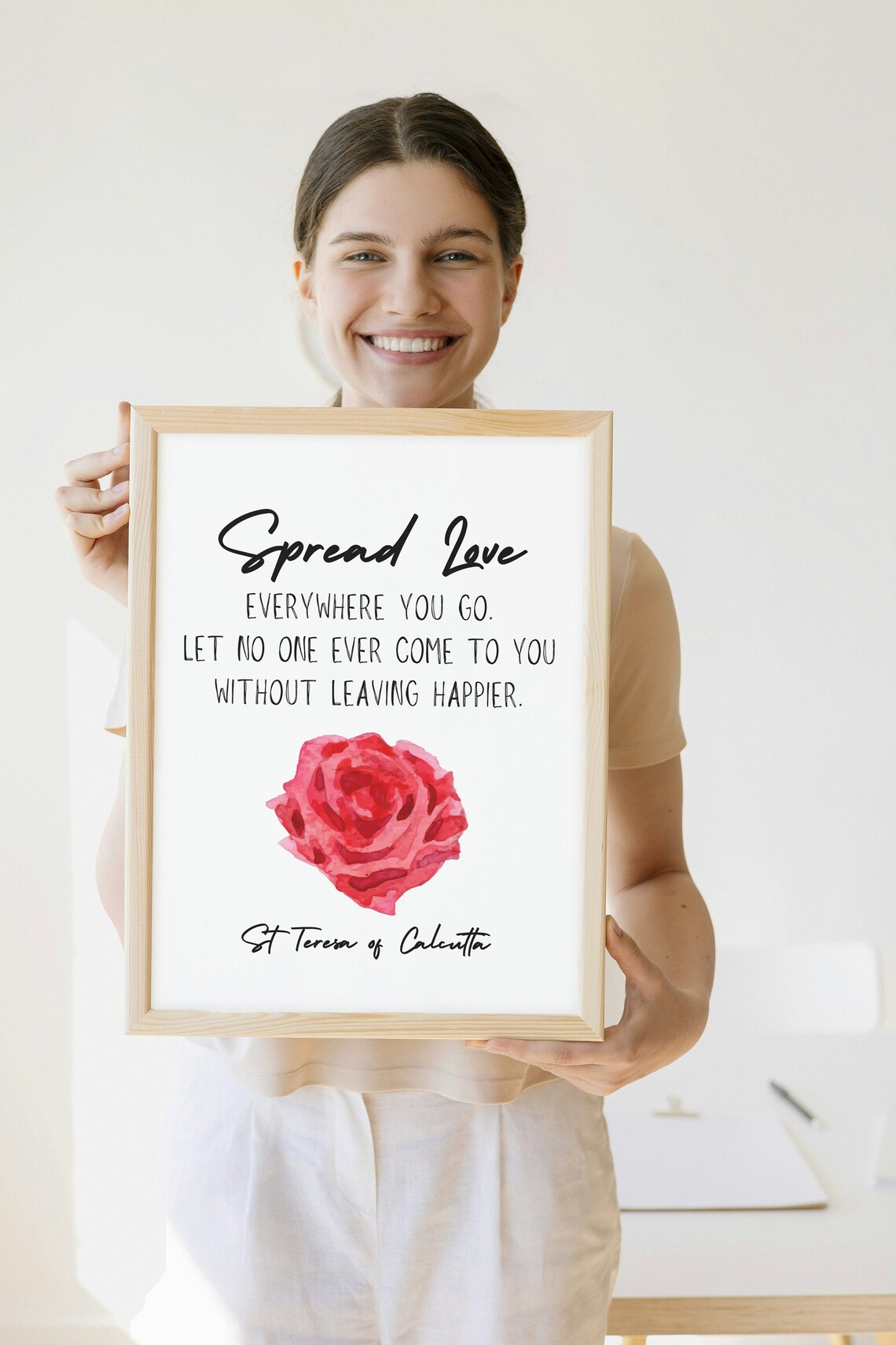 Spread Love Everywhere You Go St Teresa Calcutta Quote Rose Art Poster - Image 2