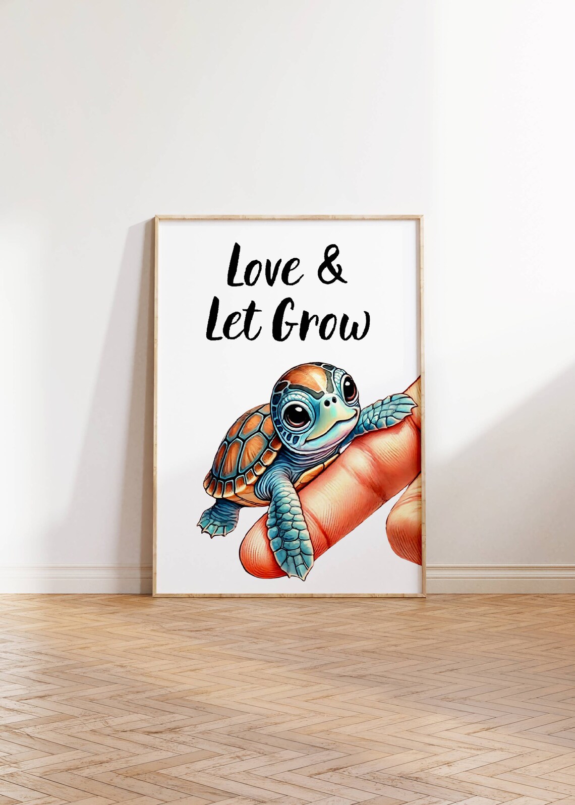 Love And Let Grow Cute Baby Sea Turtle Fingertip Nursery Wall Poster