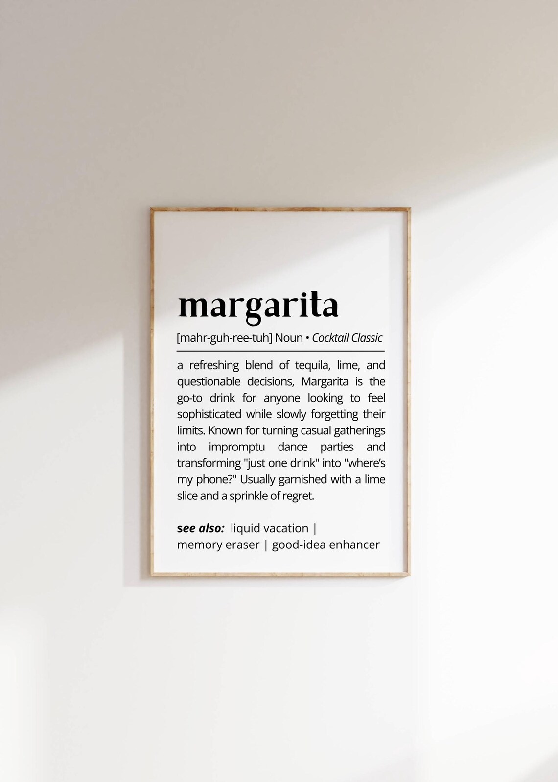 Margarita Definition Funny Cocktail Classic Dictionary Style Humor Poster - Image 2