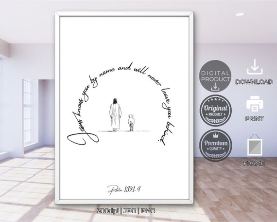 Psalm Christ Art Jesus Leaves The 99 Parable Of The Lost Sheep Good Shepherd Religious Gifts Inspirational Verses Bible Religious Poster