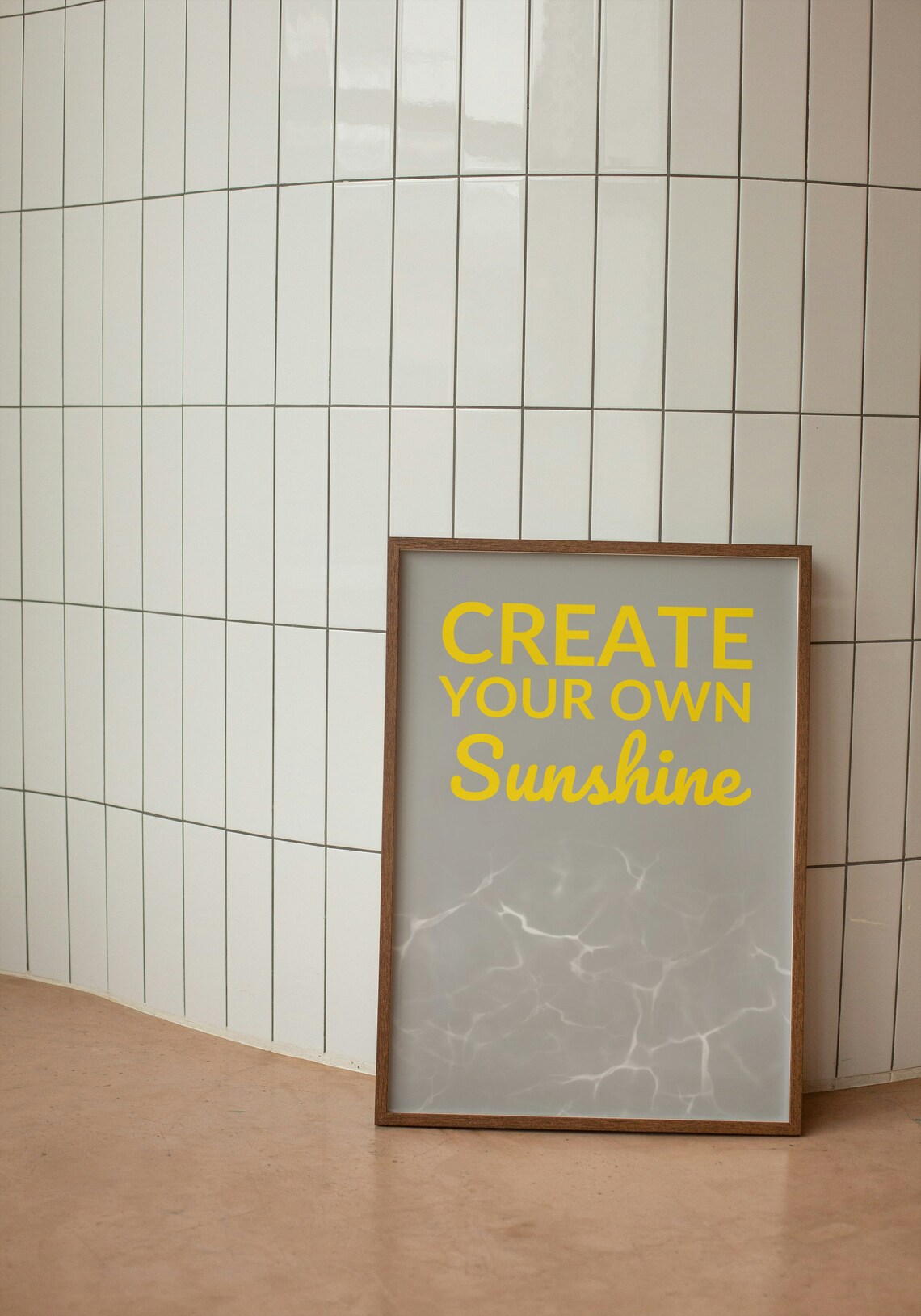 Create Your Own Sunshine Yellow Grey Positive Typography Quote Poster - Image 2