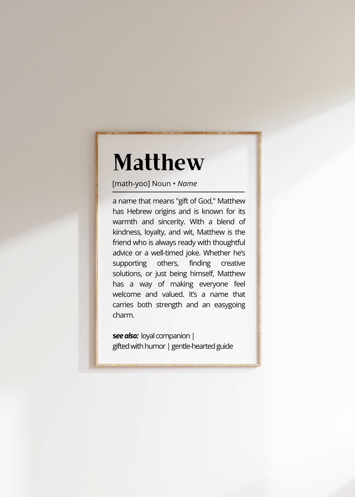 Matthew Name Definition Art Print, Modern Minimalist - Image 2