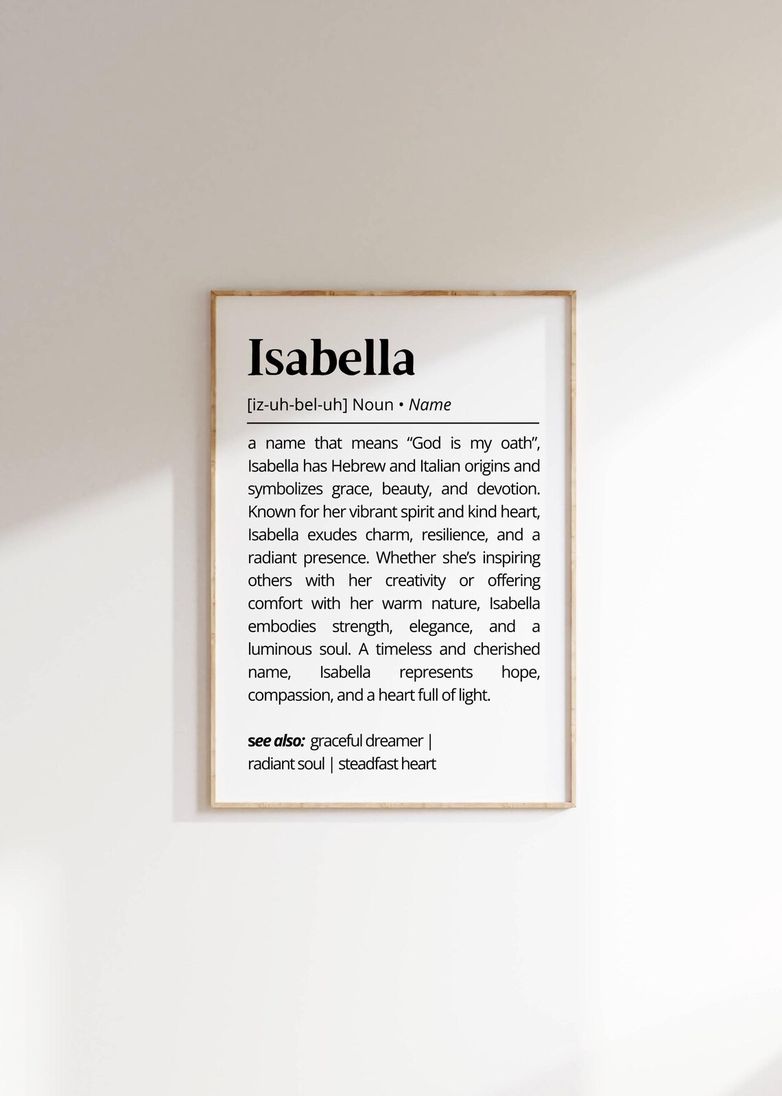 Isabella Name Meaning Art Print, Minimalist Typography