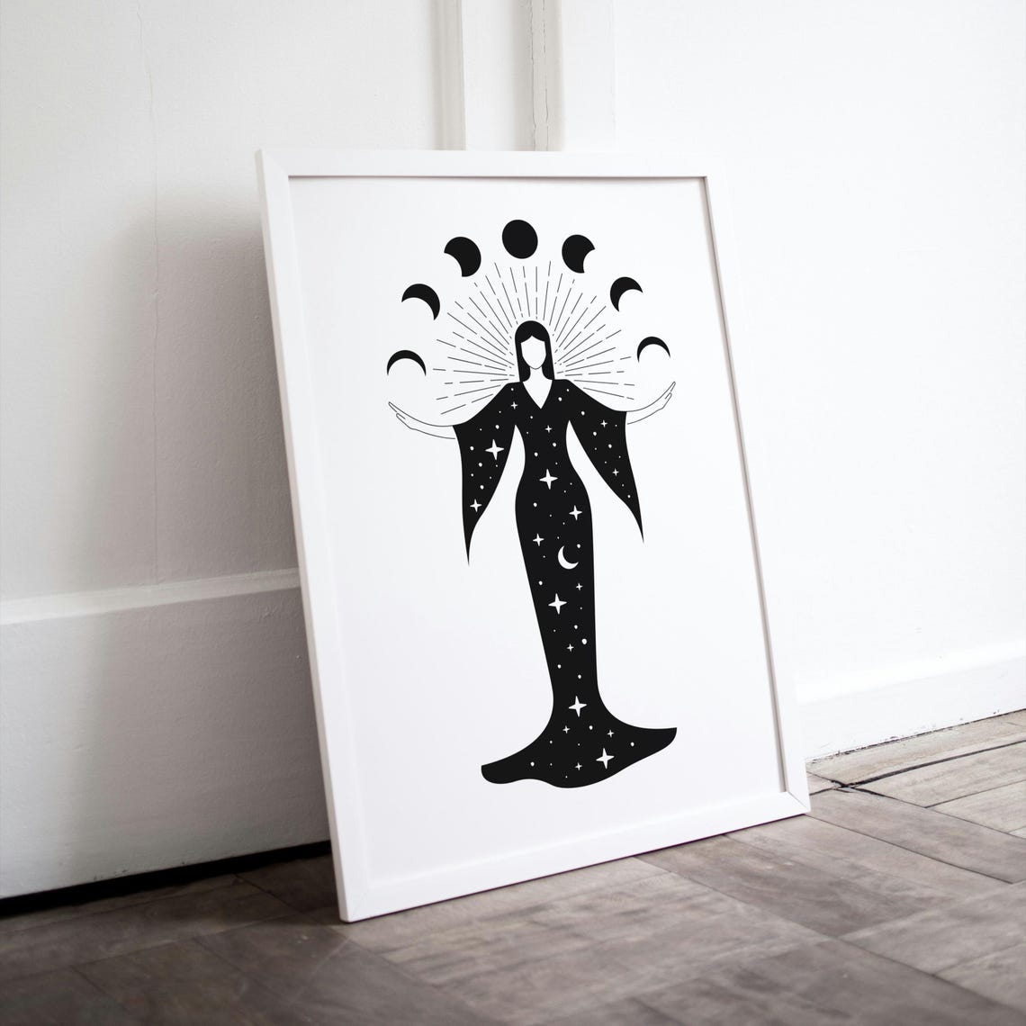 Celestial Moon Goddess Phases Wall Art Feminine Mystical Boho Decor - Image 2