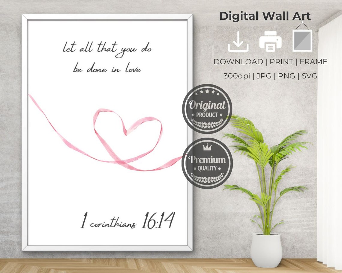 Let All That You Do Be Done In Love Bible Verse Pink Wall Poster - Image 2