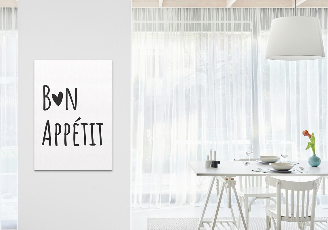 Bon Appetit Kitchen Quote, Minimalist Wall Art Print - Image 2