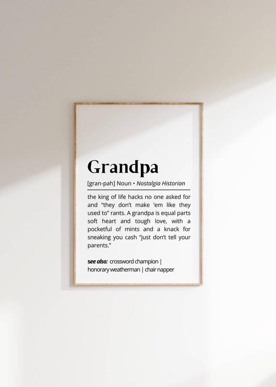 Grandpa Definition Wall Art Heartfelt Funny Poster Personalized Gift For Grandpa Minimalist Humorous Family Typography Art Decor
