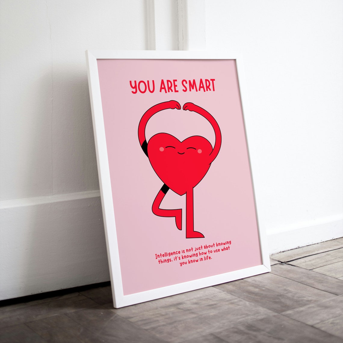 You Are Smart Heart Yoga Tree Pose Pink Wisdom Affirmation Poster