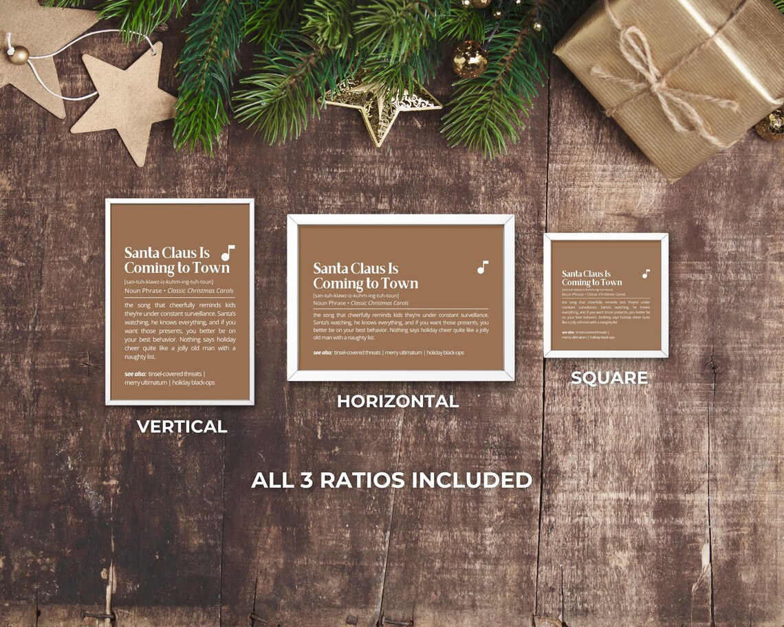 Santa Claus Is Coming To Town Funny Christmas Carol Definition Poster - Image 3
