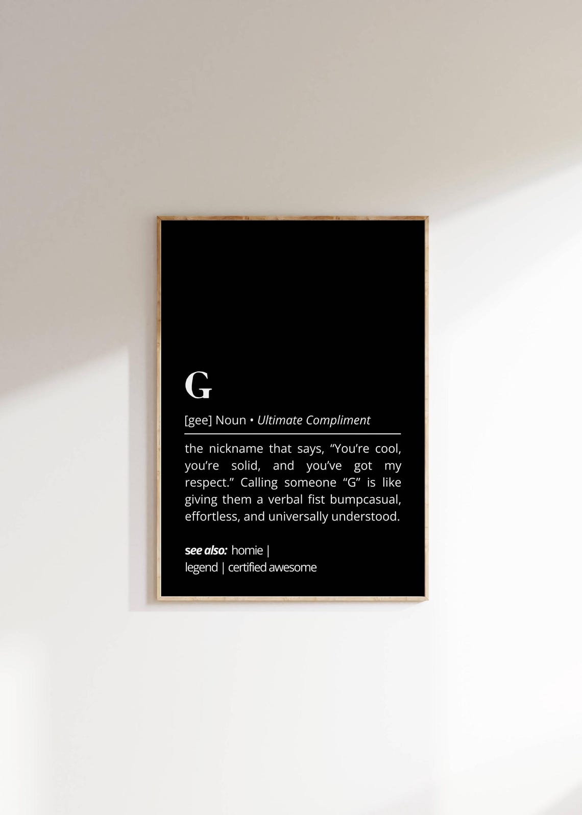 G Definition Wall Art Minimalist Typography Poster Funny For Friends Unique Cool Personalized Gift Decor Instant