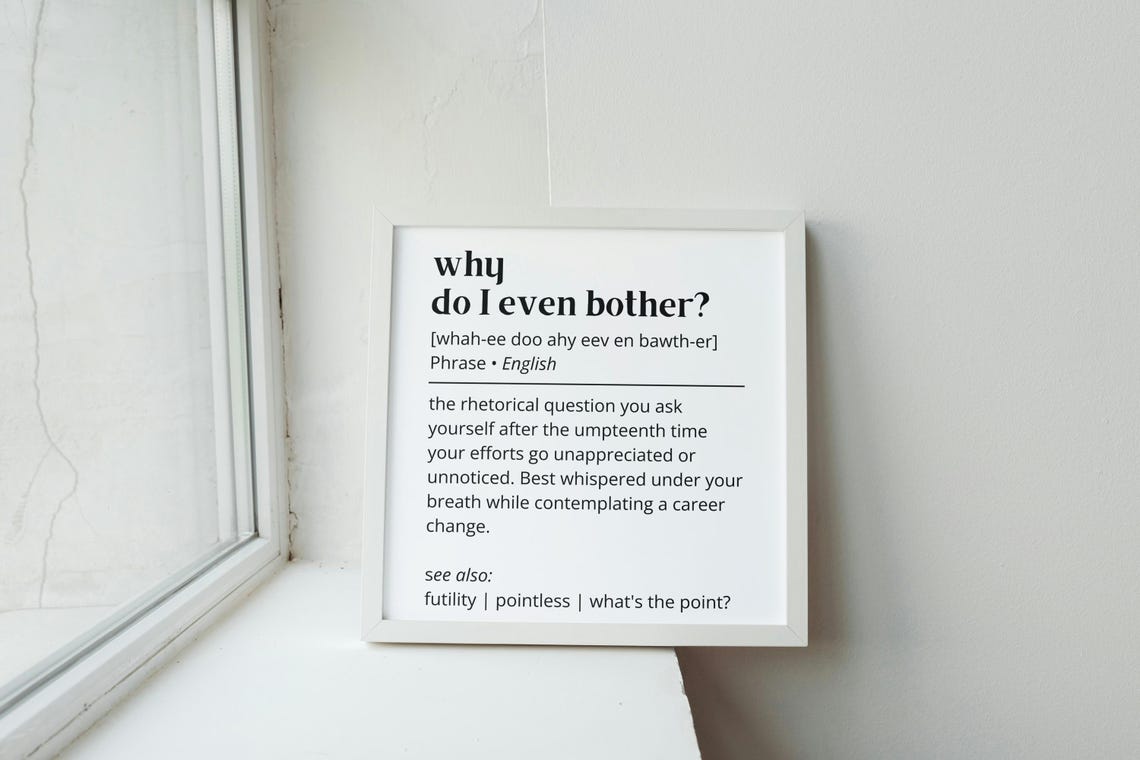 Why Do I Even Bother Funny Phrase Dictionary Definition Poster - Image 2