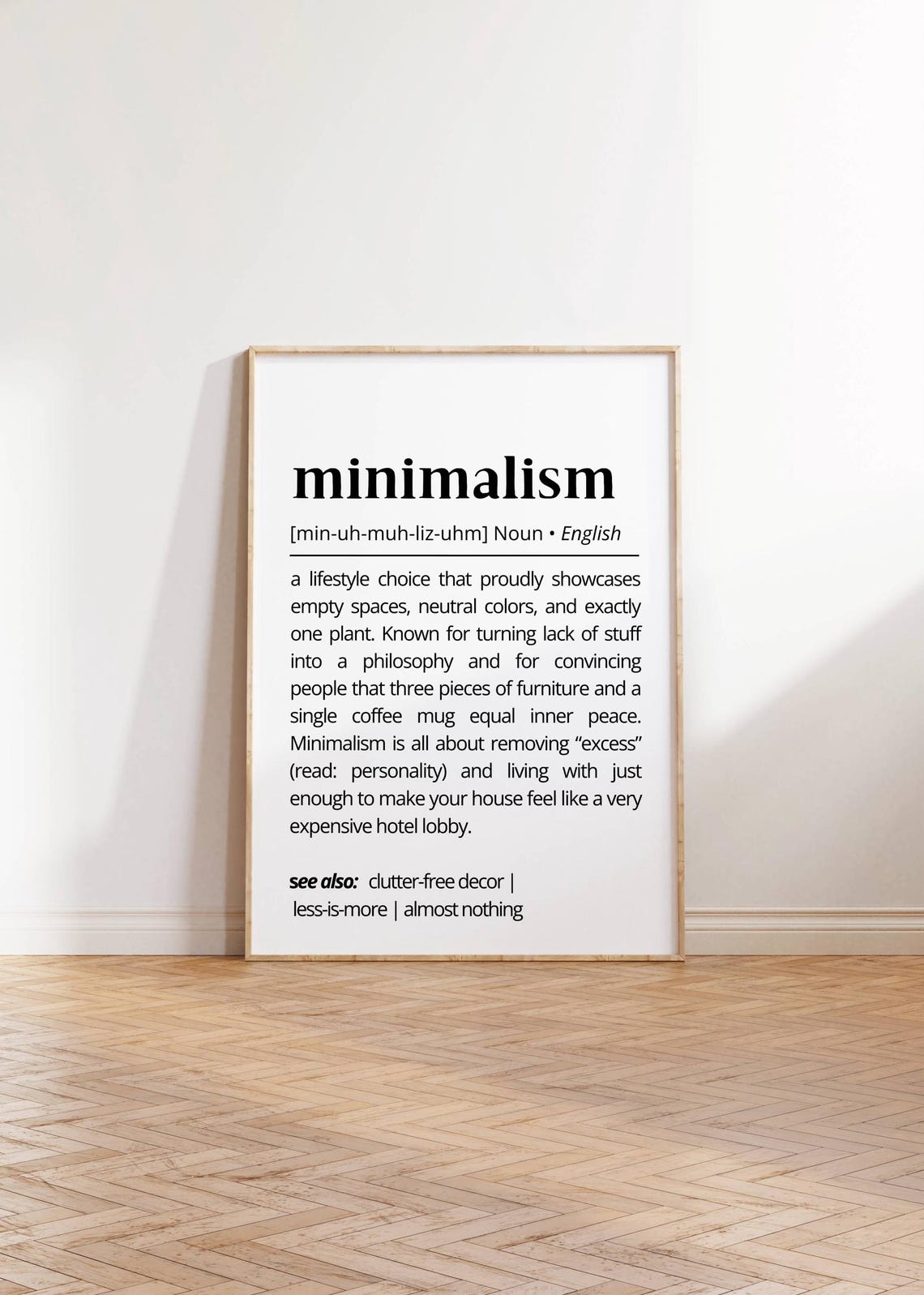 Minimalism Funny Definition Print Black White Minimalist Typography - Image 2
