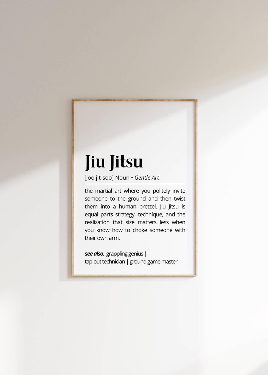 Jiu Jitsu Dictionary Definition Martial Arts Funny White Quote Print