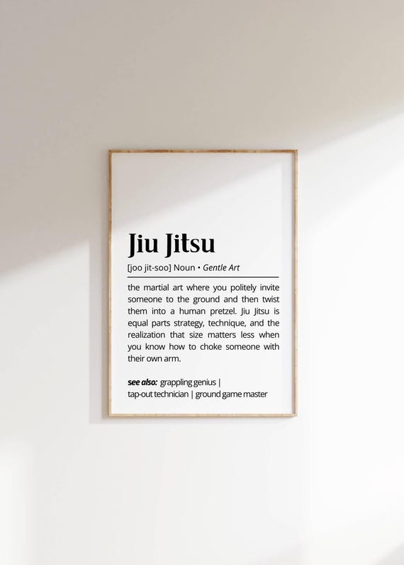 Jiu Jitsu Definition Wall Art Minimalist Funny Martial Arts Training Decor Jiu Jitsu Gift For Fighters And Enthusiasts Dojo Poster