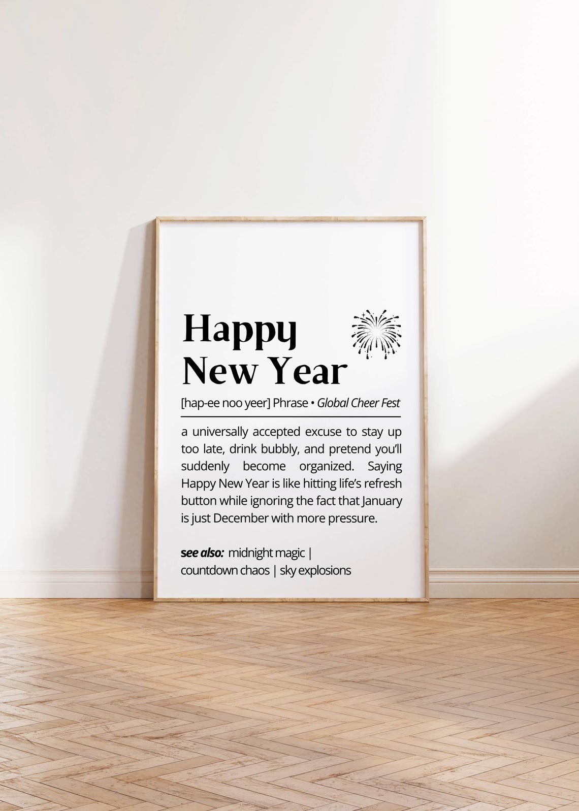 Funny Happy New Year Dictionary Definition Quote White Print - Image 4
