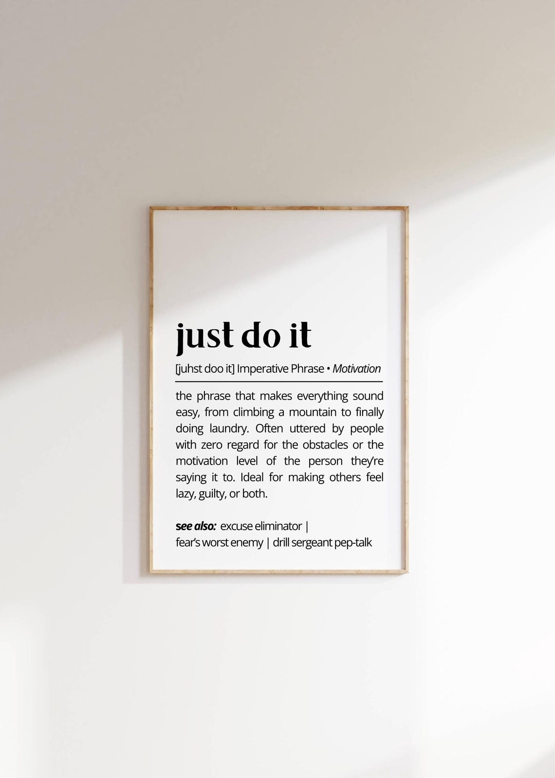 Just Do It Funny Definition Motivation Dictionary Quote Poster
