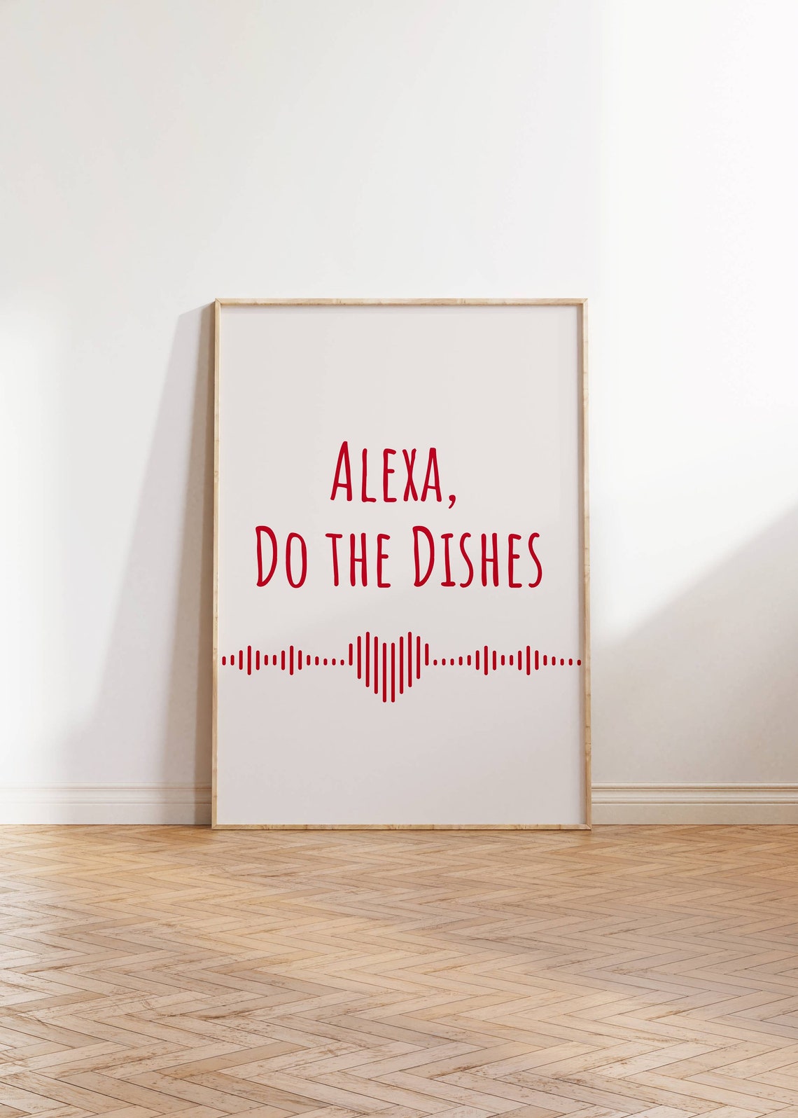 Alexa Do The Dishes Red Typography Funny Kitchen Wall Poster - Image 3