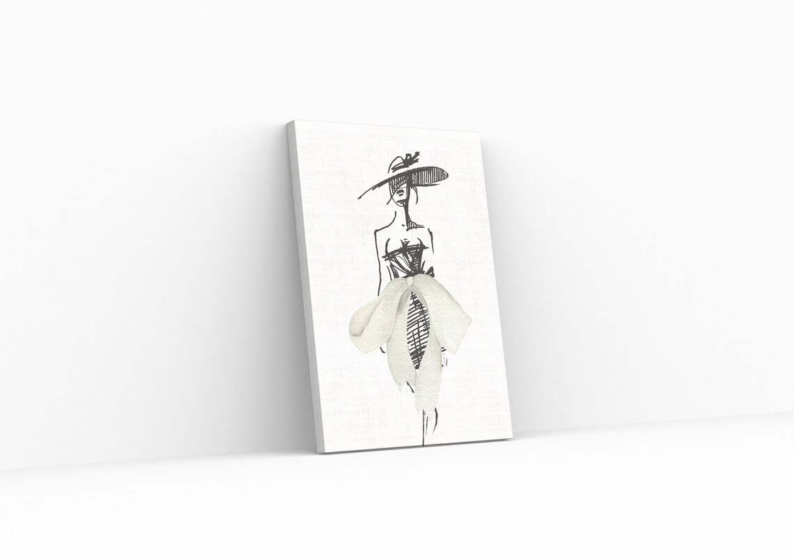 Fashion Sketch Lady Big Bow Dress Chic Parisian Art Wall Poster - Image 3