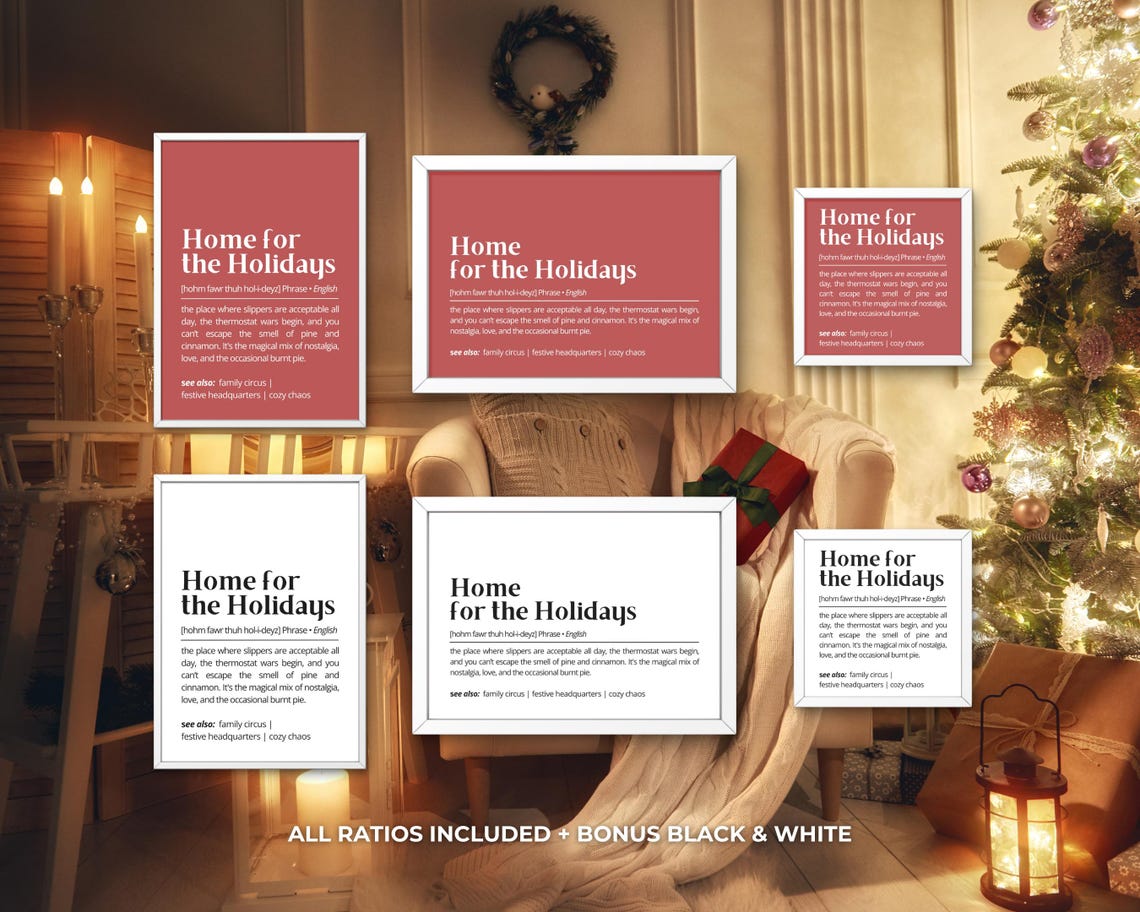 Home for the Holidays Definition Cozy Family Dictionary Style Poster - Image 3