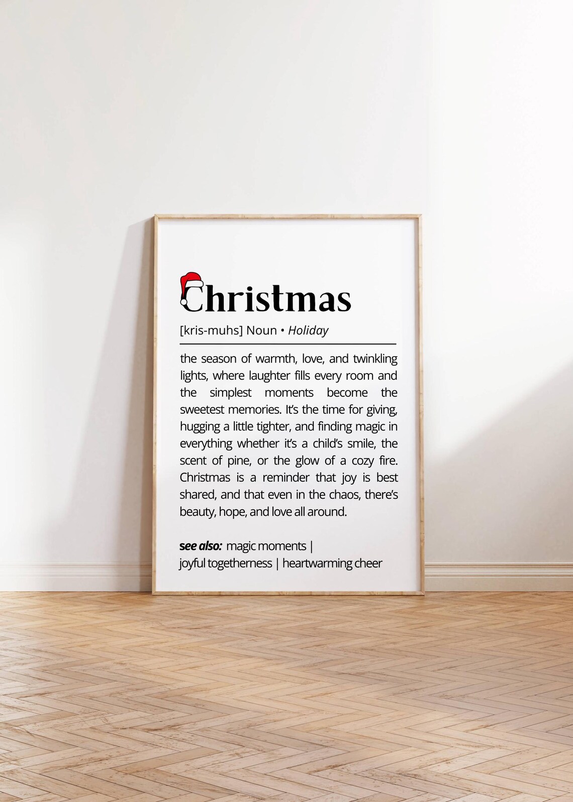 Christmas Holiday Dictionary Definition Santa Hat Minimalist Poster - Image 2
