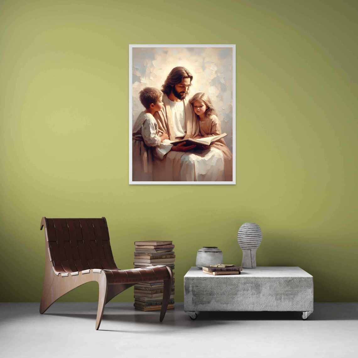 Jesus With Children Christian Painting, Bible Art - Image 4