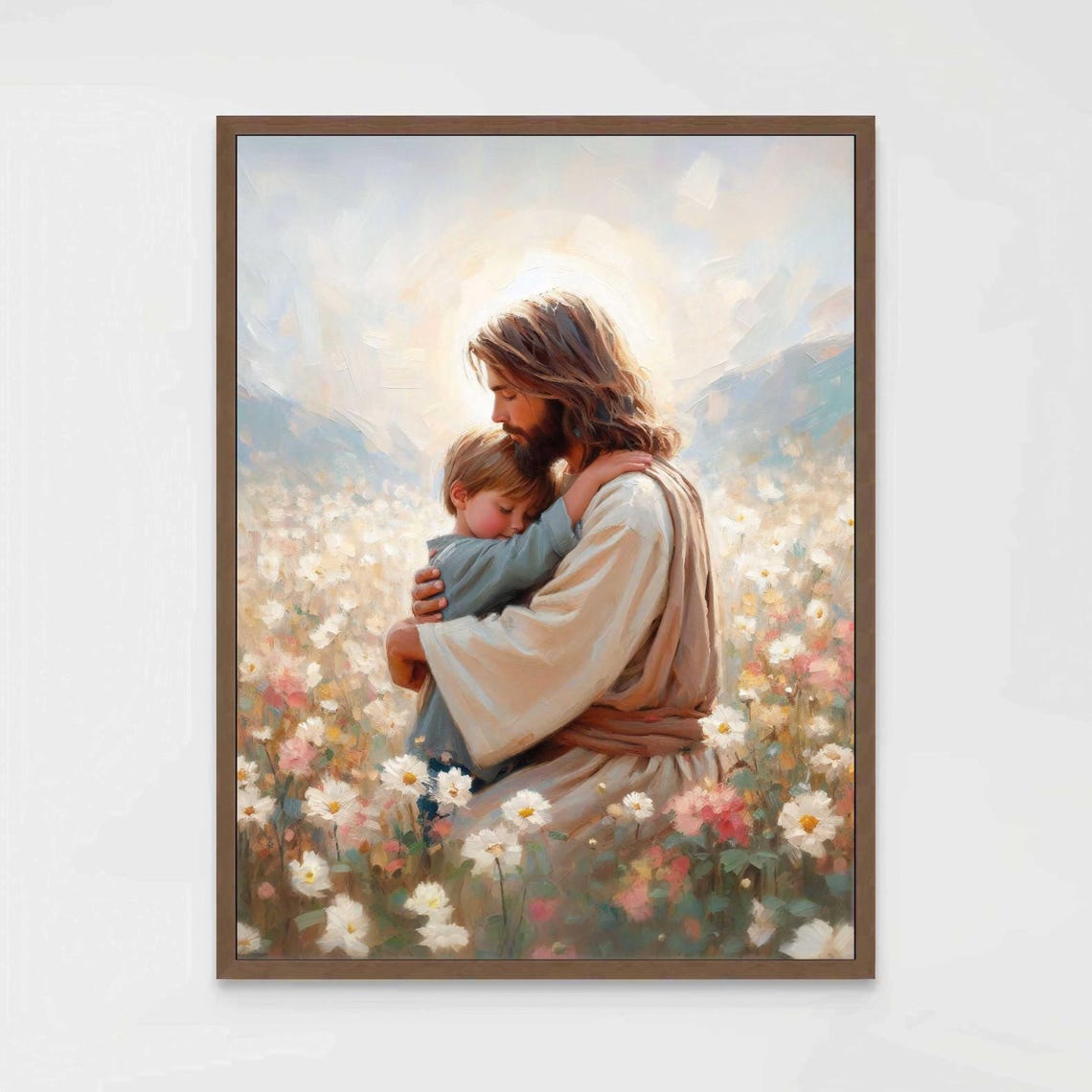 His Love Christian Painting, Jesus And Boy